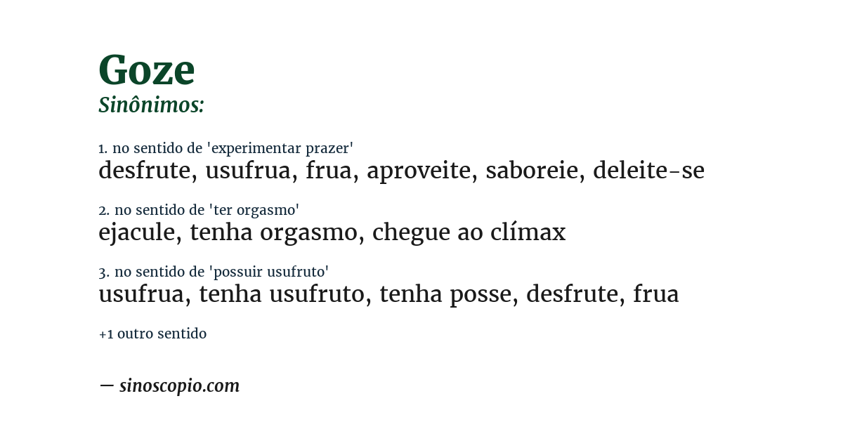 Sinônimo de goze