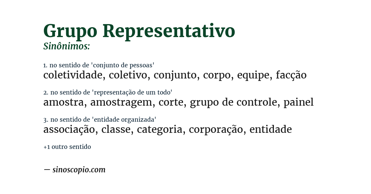 Sinônimo de grupo representativo