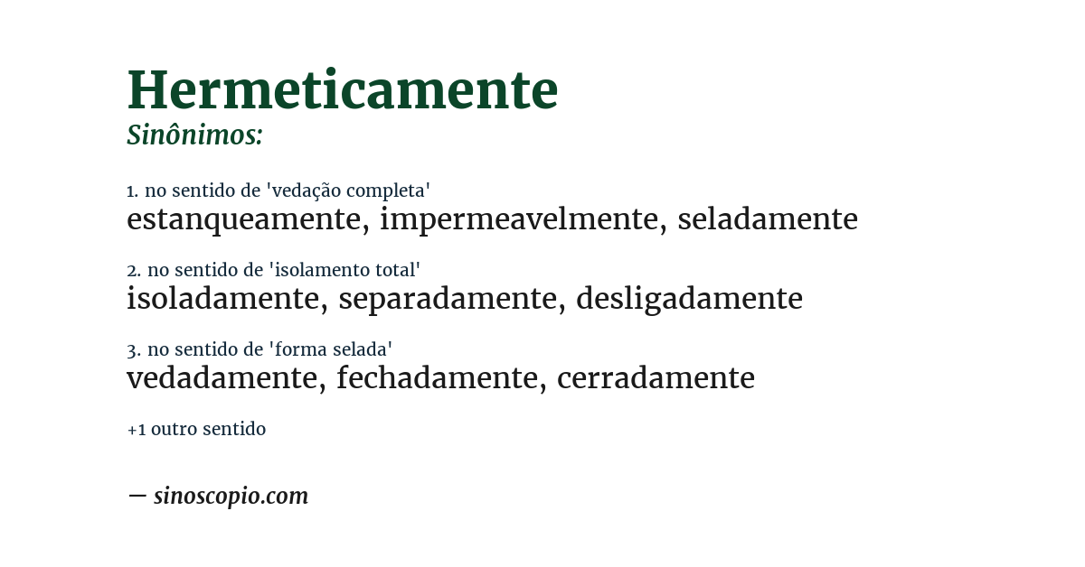 Sinônimo de hermeticamente