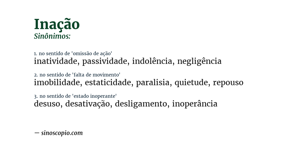Sinônimo de inação