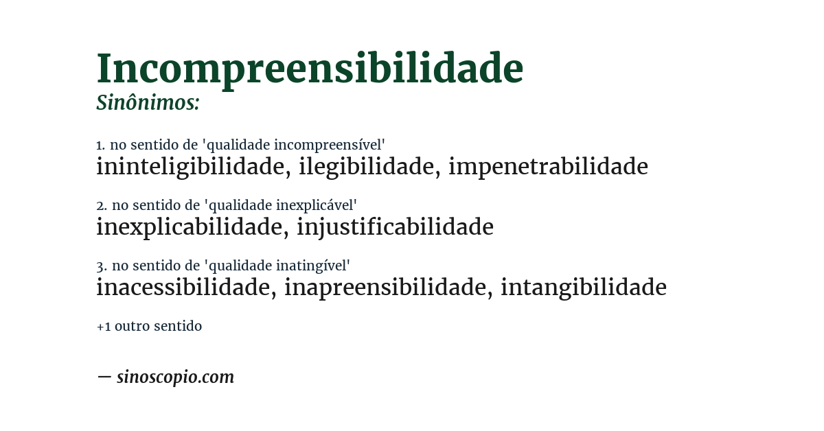 Sinônimo de incompreensibilidade