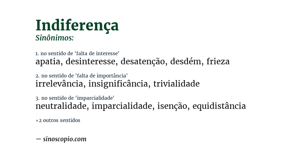 Sinônimo de indiferença