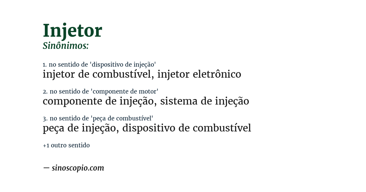 Sinônimo de injetor