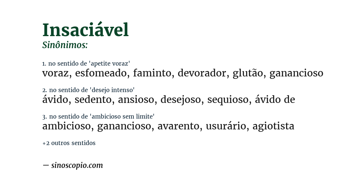 Sinônimo de insaciável