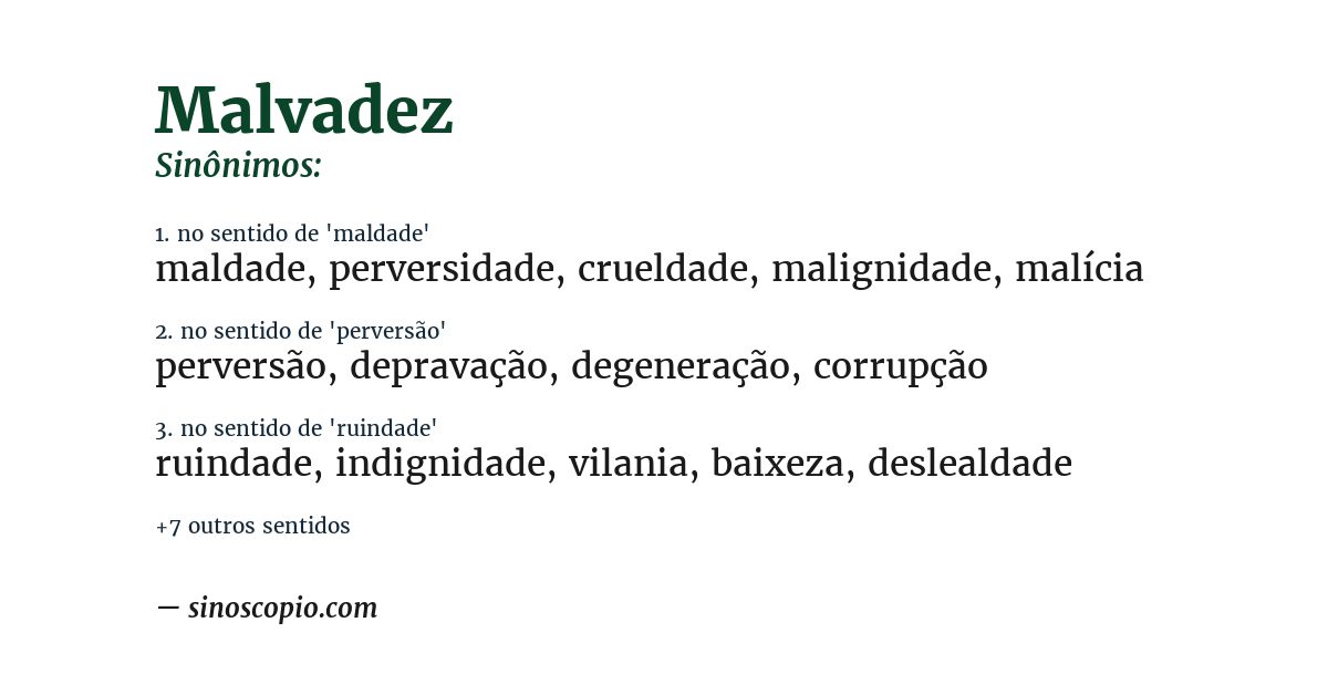 Sinônimo de malvadez