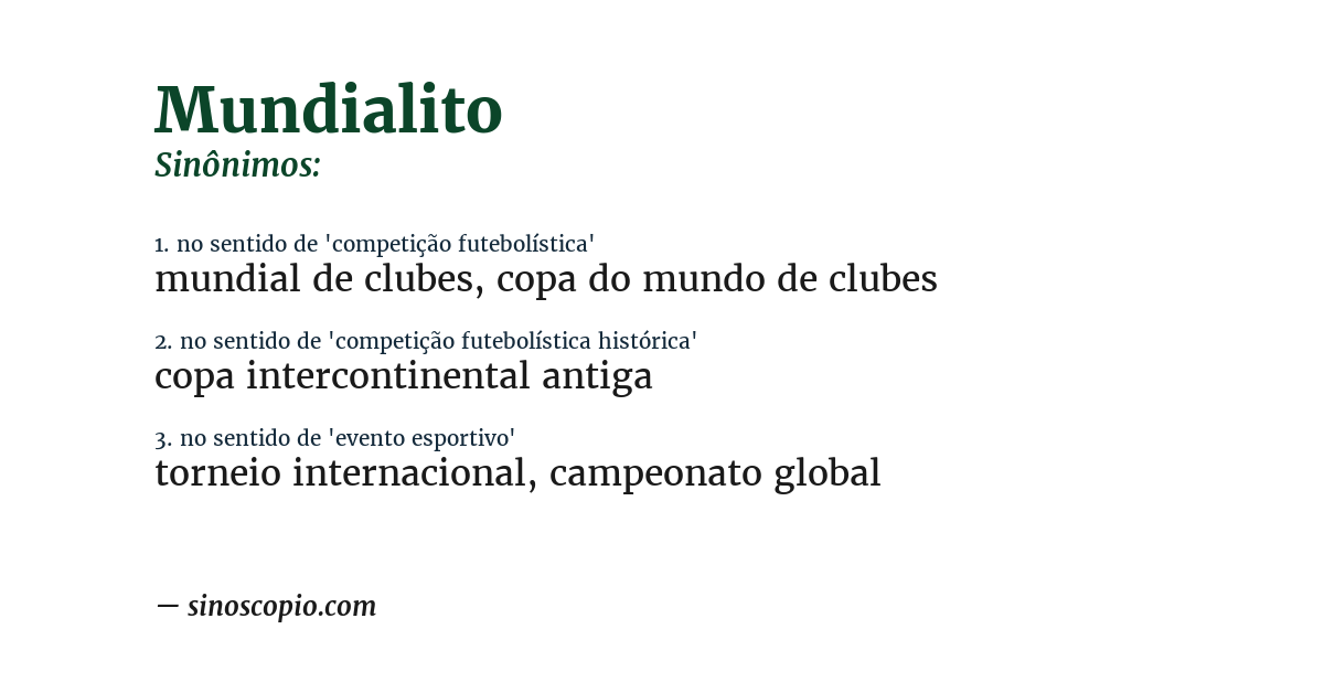 Sinônimo de mundialito