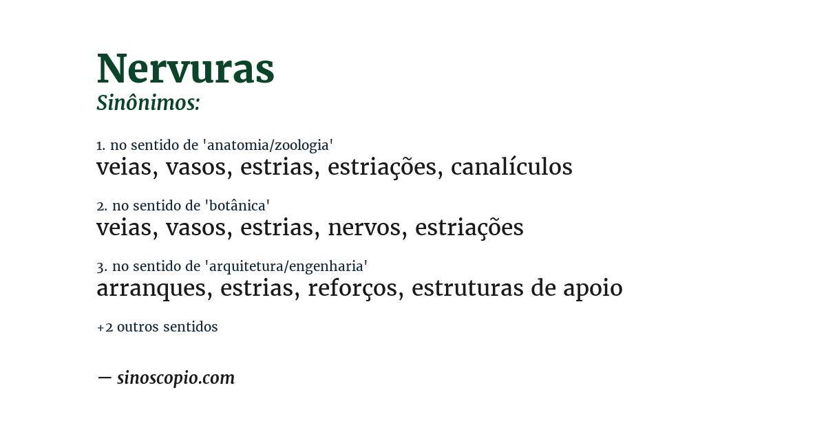 Sinônimo de nervuras