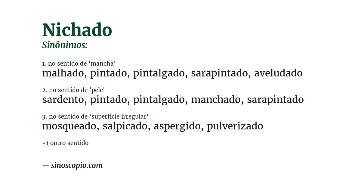Sinônimo de nichado