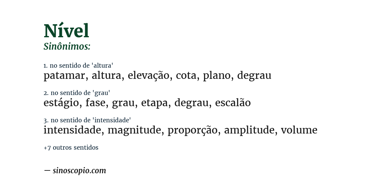 Sinônimo de nível