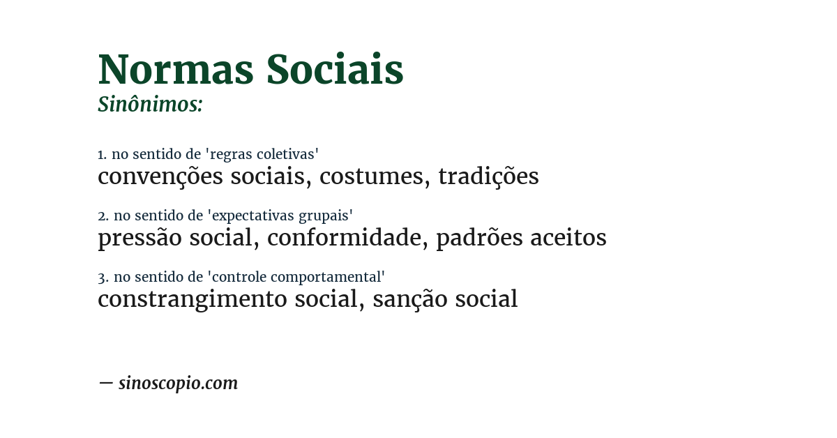 Sinônimo de normas sociais