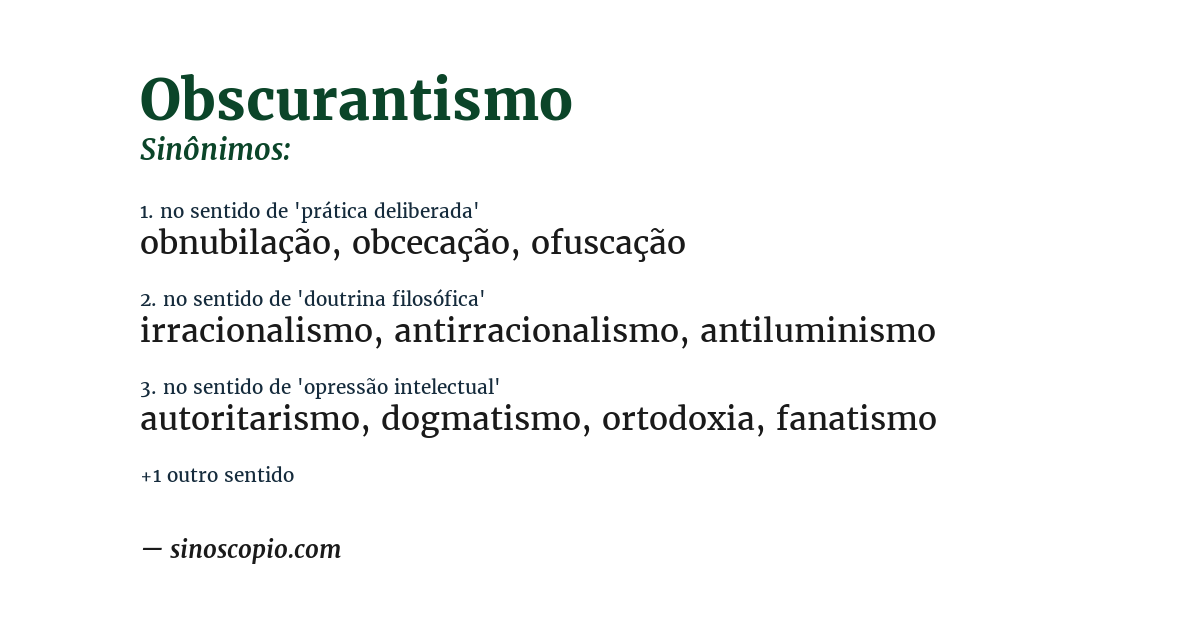 Sinônimo de obscurantismo