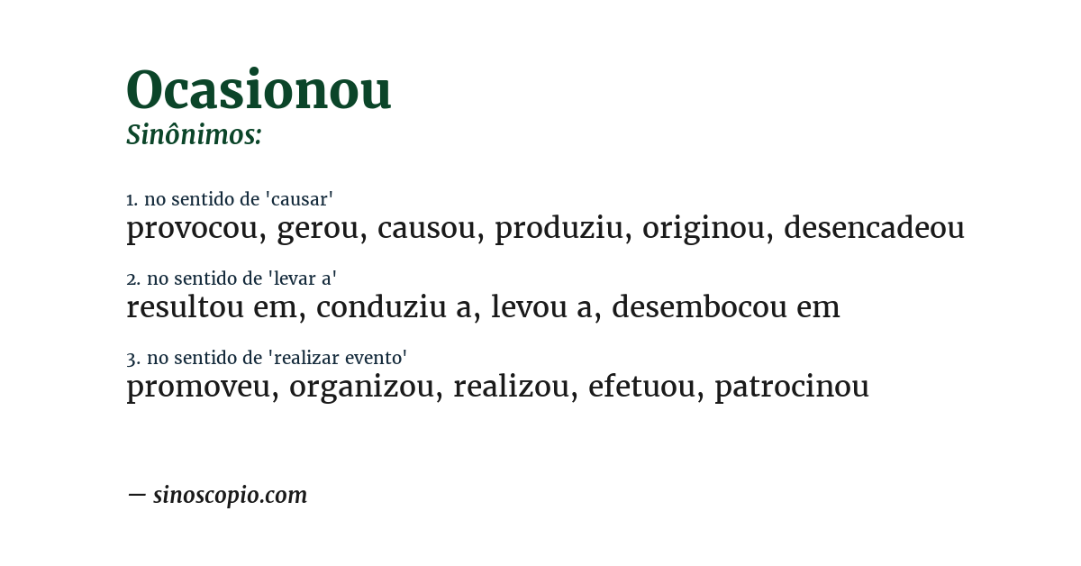 Sinônimo de ocasionou