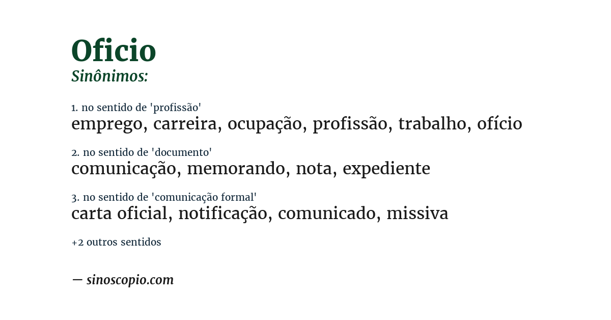 Sinônimo de oficio