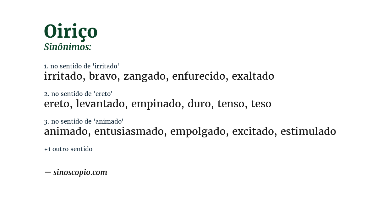 Sinônimo de oiriço
