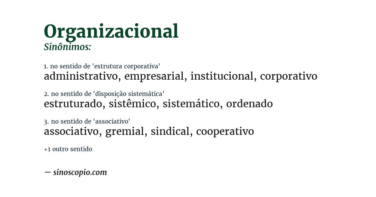 Sinônimo de organizacional