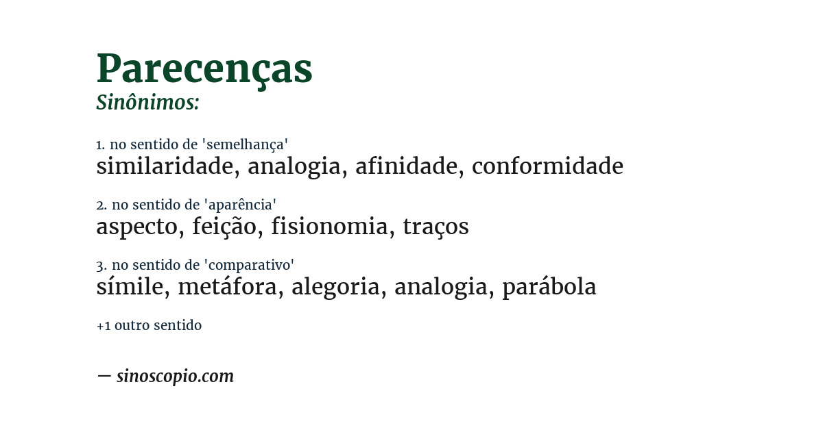 Sinônimo de parecenças