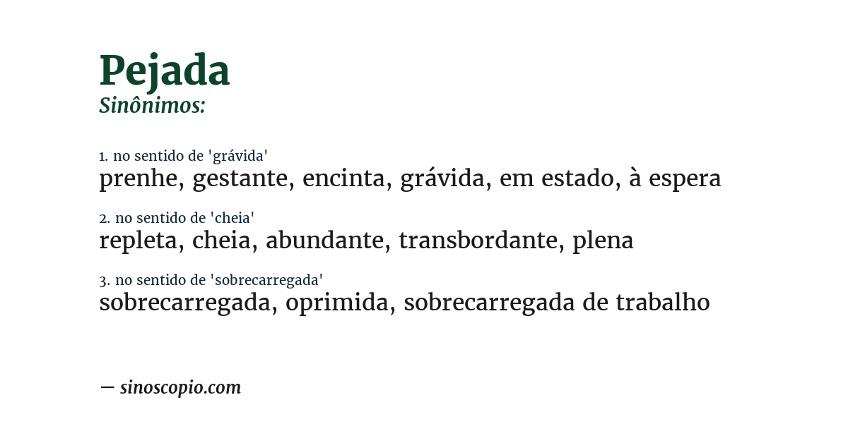 Sinônimo de pejada