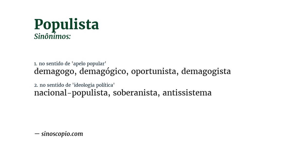 Sinônimo de populista