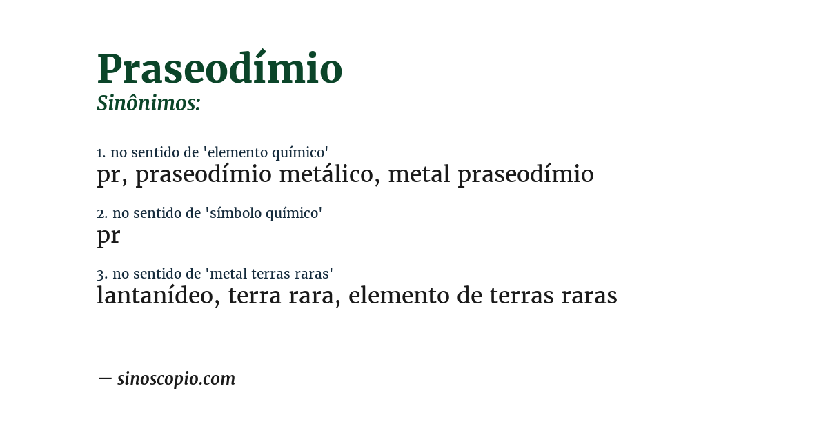 Sinônimo de praseodímio
