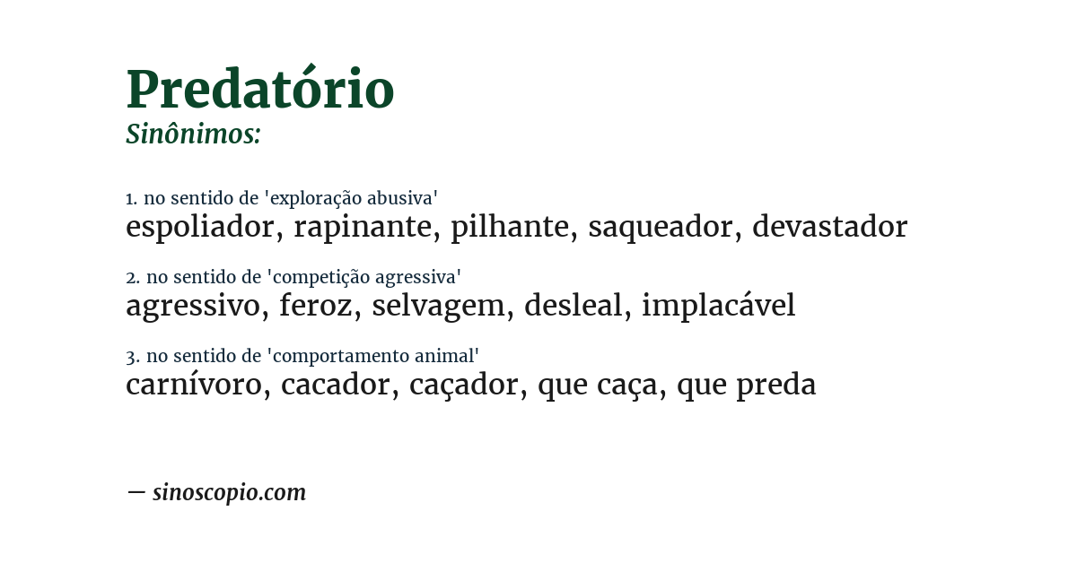 Sinônimo de predatório