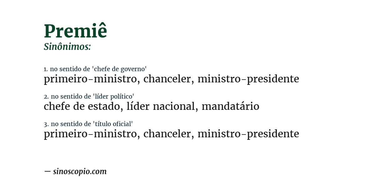Sinônimo de premiê