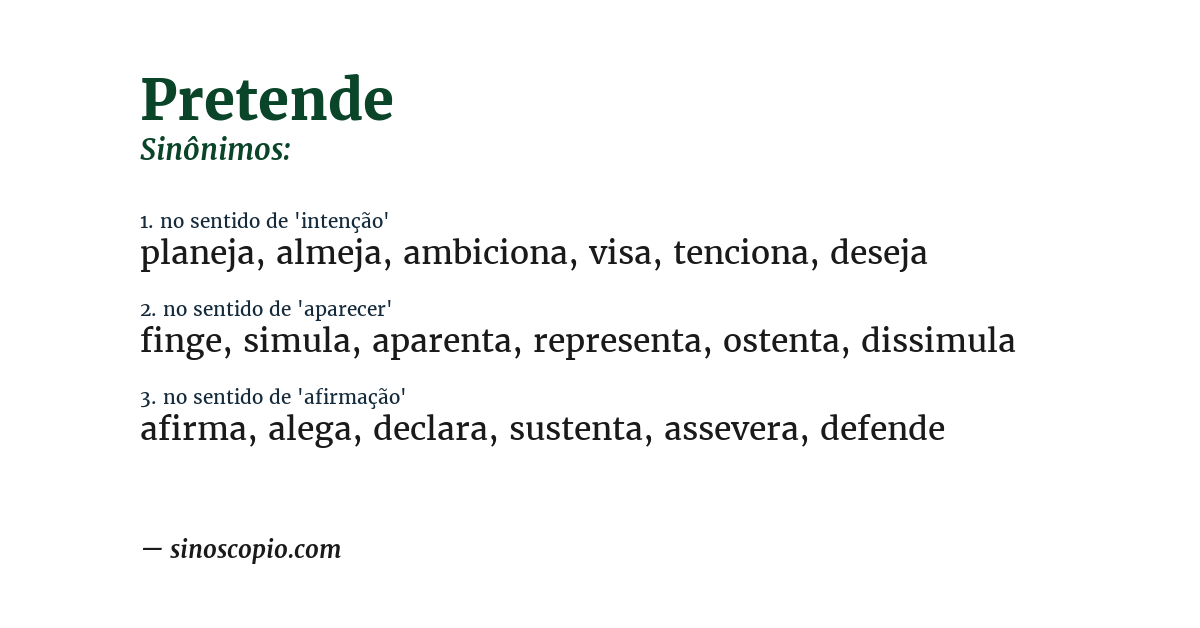 Sinônimo de pretende