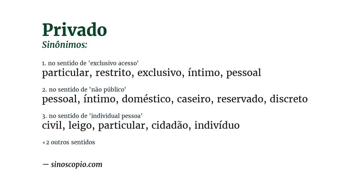 Sinônimo de privado