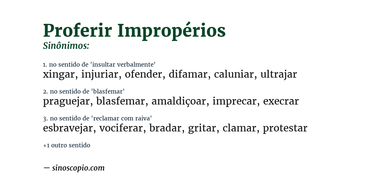 Sinônimo de proferir impropérios