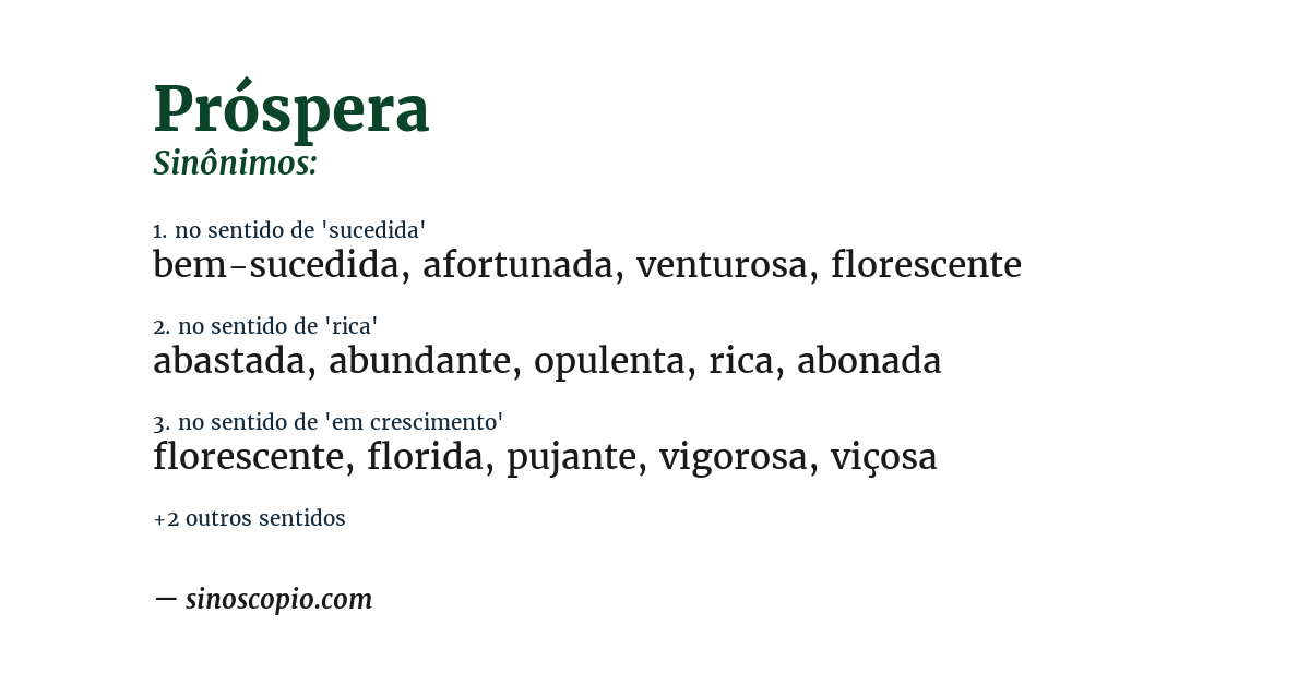 Sinônimo de próspera