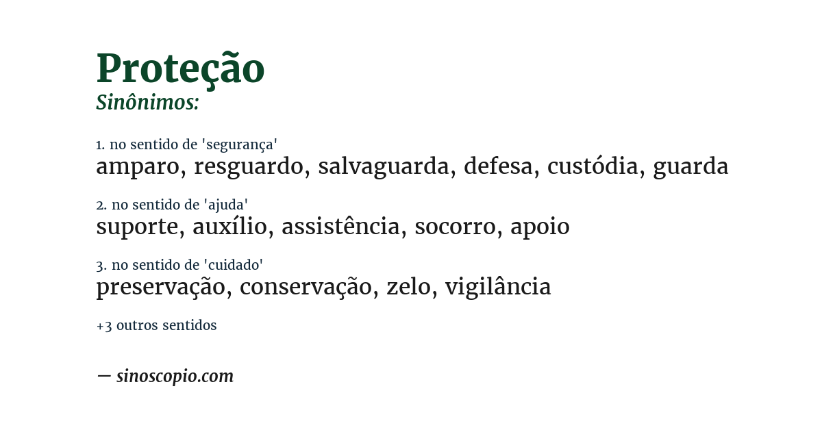 Sinônimo de proteção