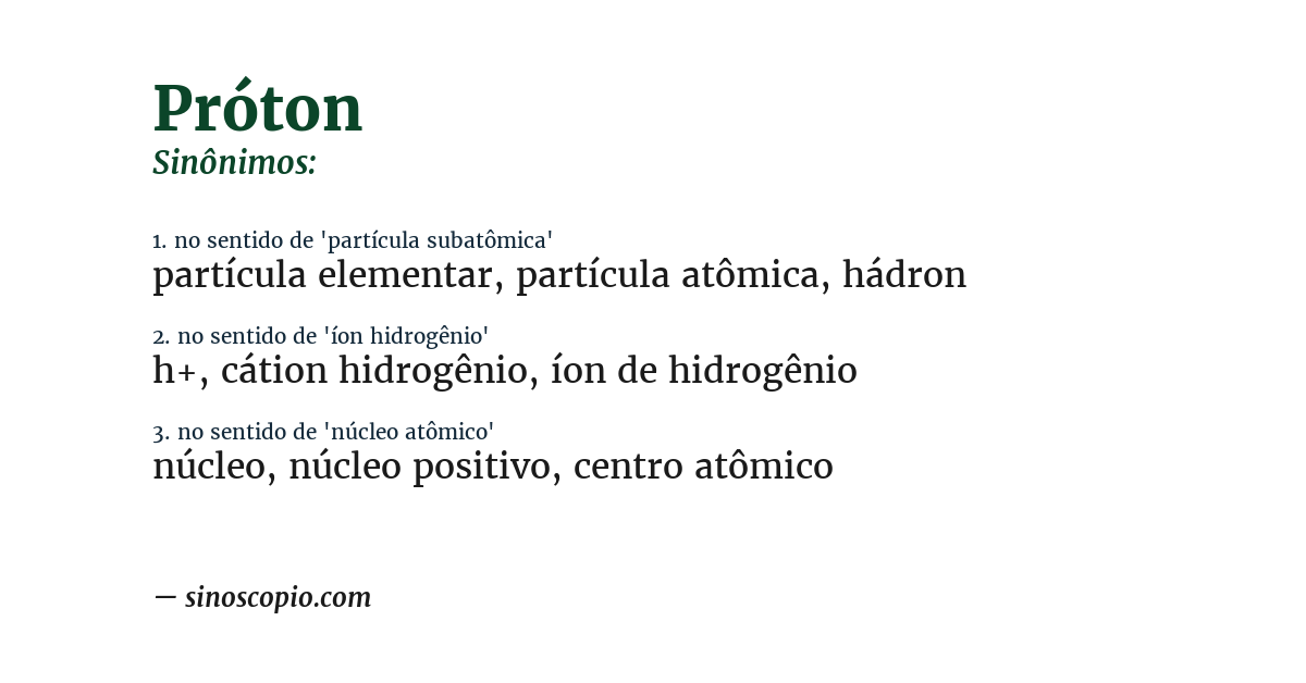 Sinônimo de próton