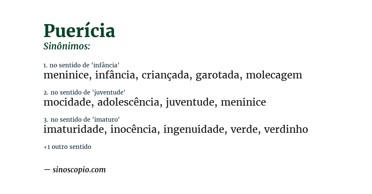 Sinônimo de puerícia