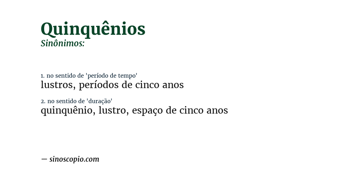 Sinônimo de quinquênios