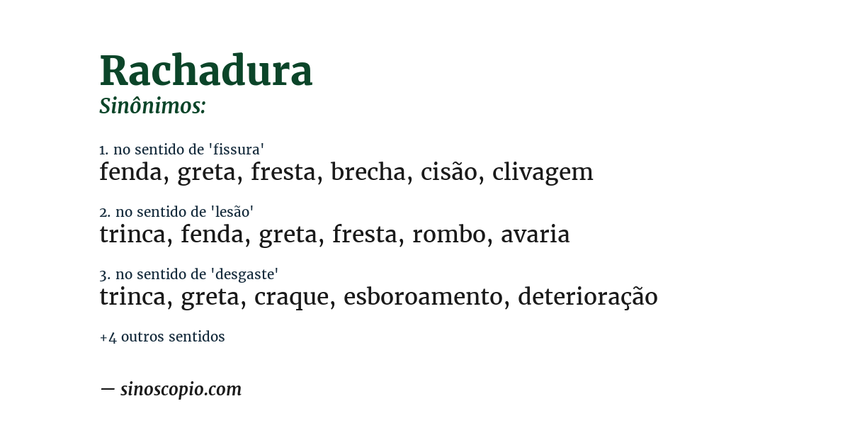 Sinônimo de rachadura