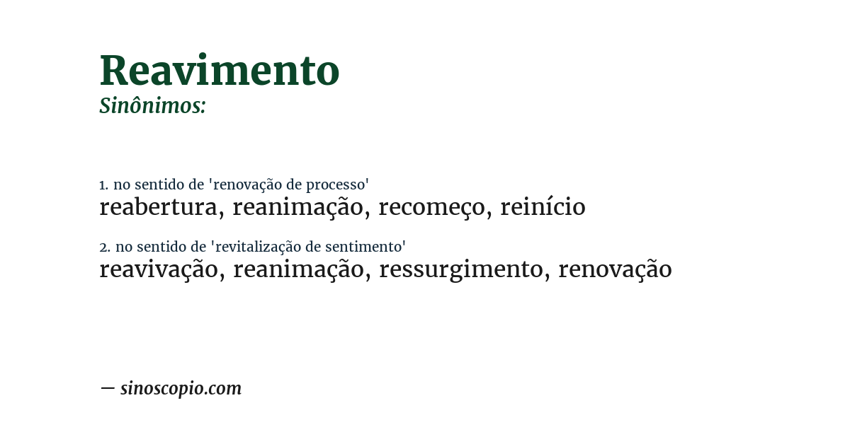 Sinônimo de reavimento