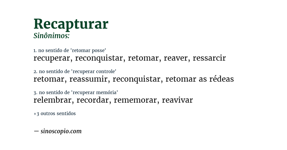 Sinônimo de recapturar