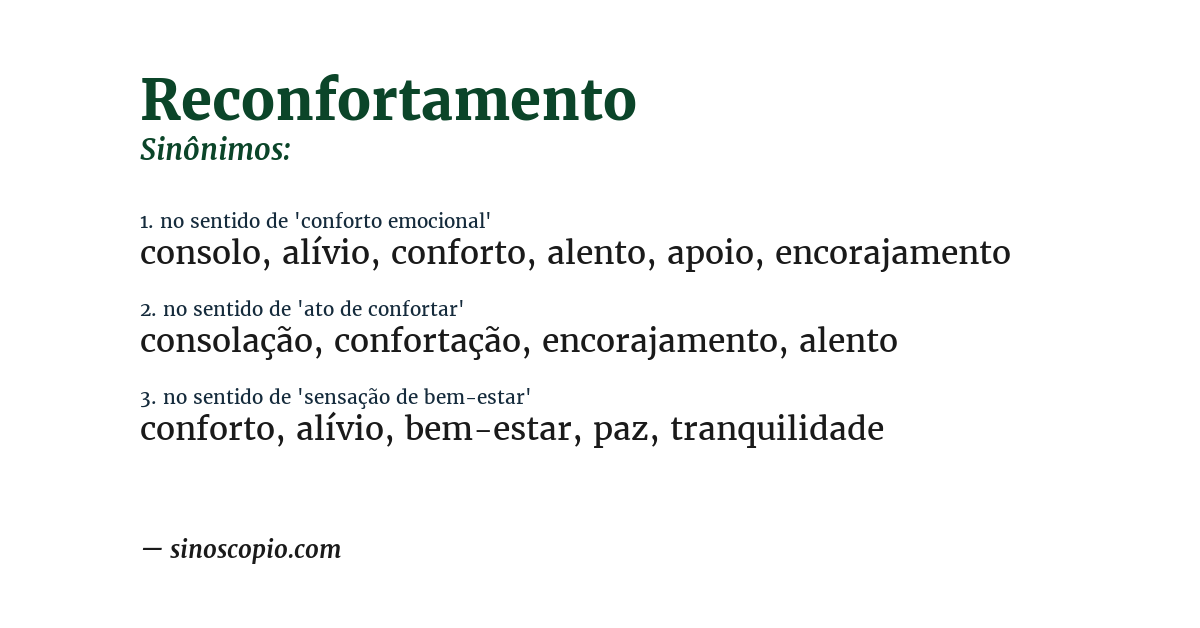 Sinônimo de reconfortamento