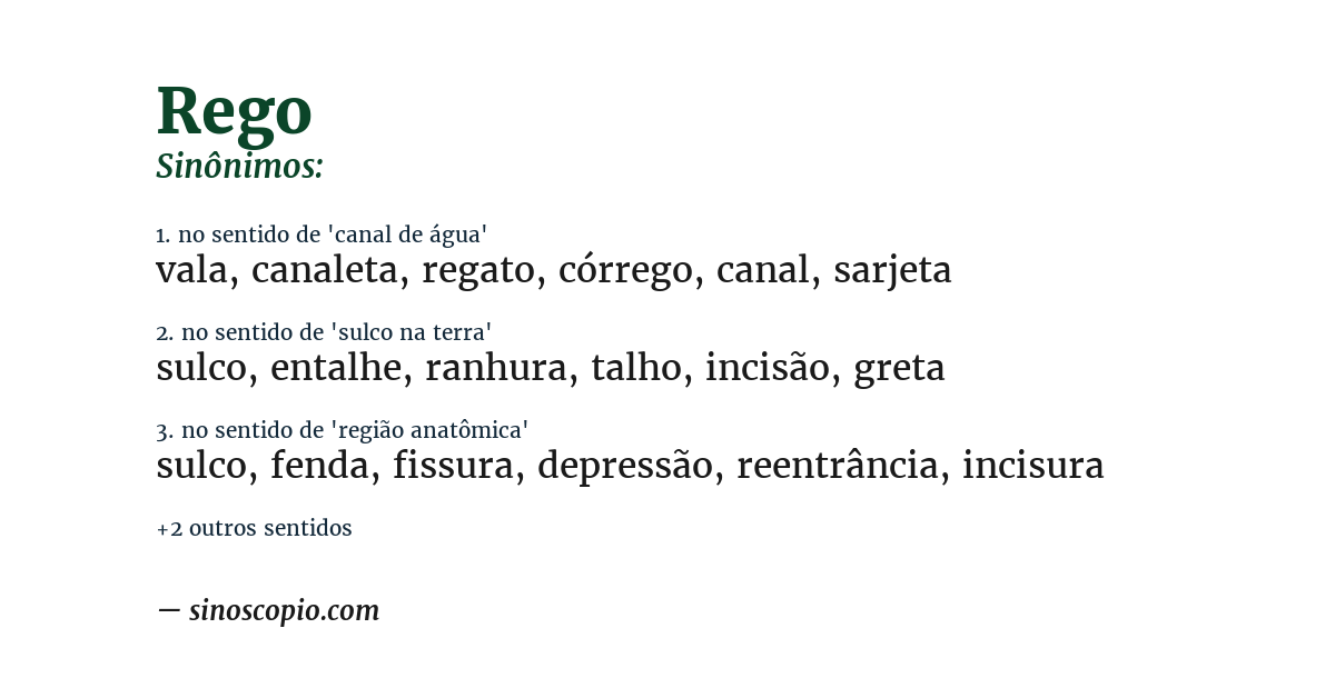 Sinônimo de rego