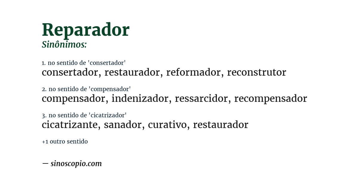 Sinônimo de reparador