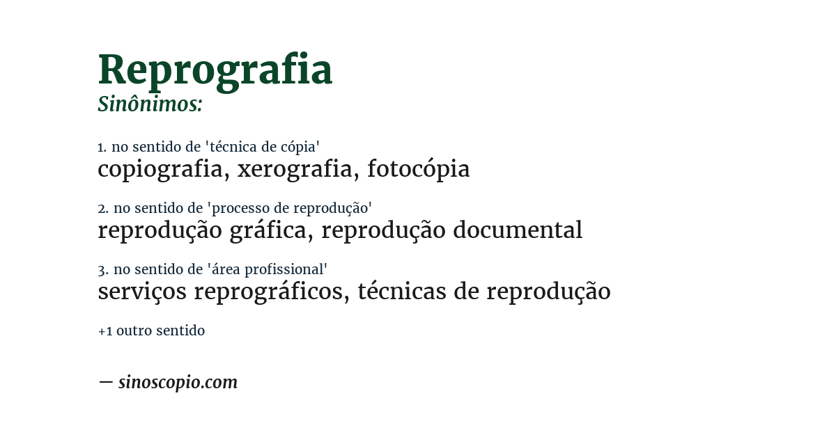 Sinônimo de reprografia
