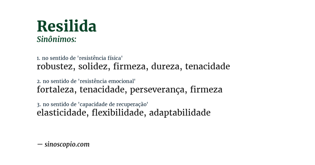 Sinônimo de resilida