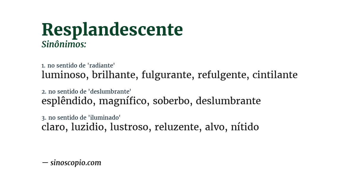 Sinônimo de resplandescente