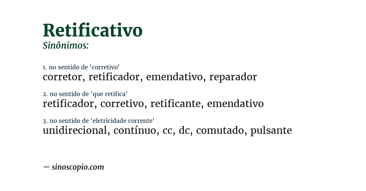 Sinônimo de retificativo