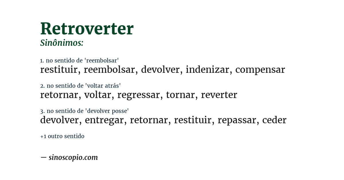 Sinônimo de retroverter