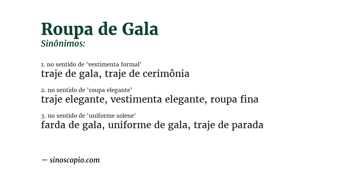 Sinônimo de roupa de gala