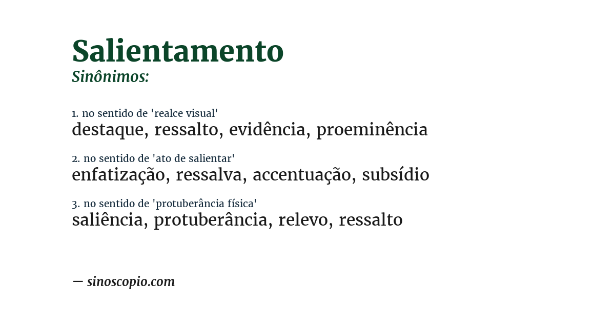 Sinônimo de salientamento