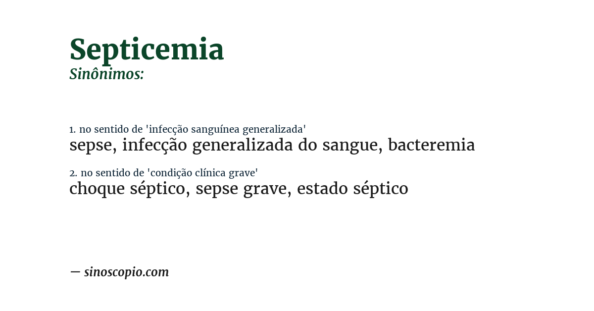 Sinônimo de septicemia