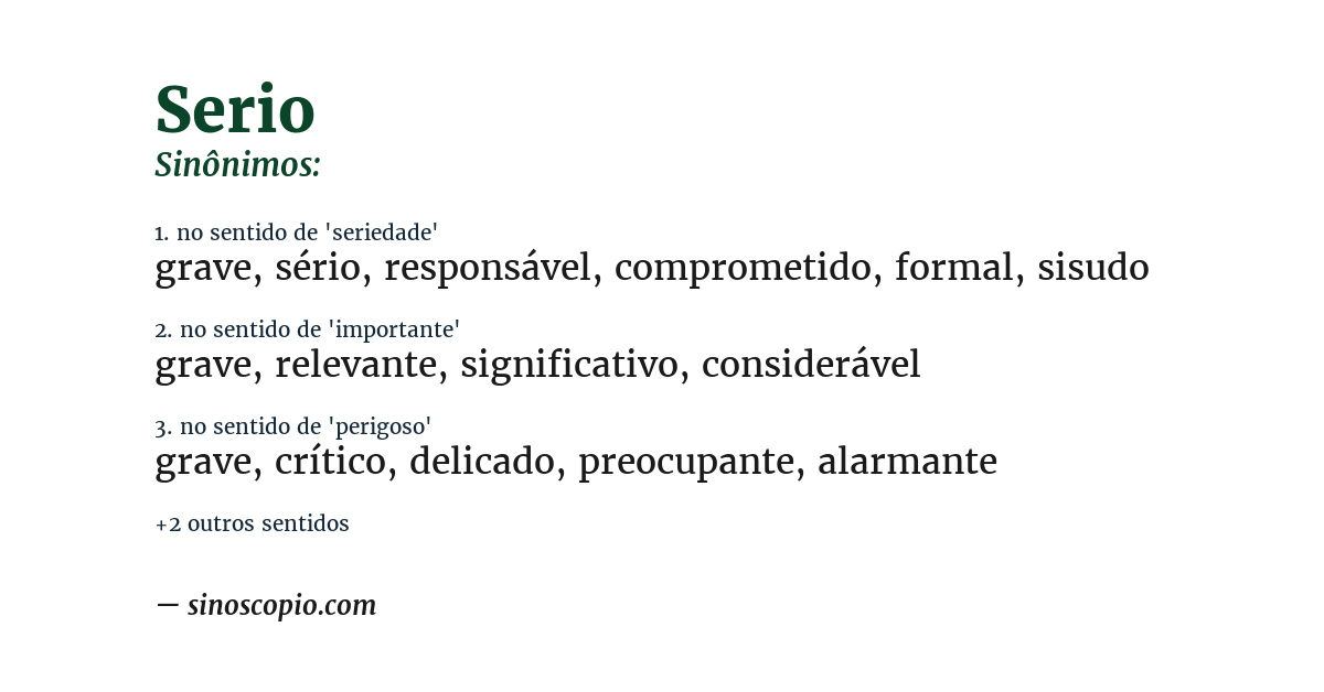 Sinônimo de serio