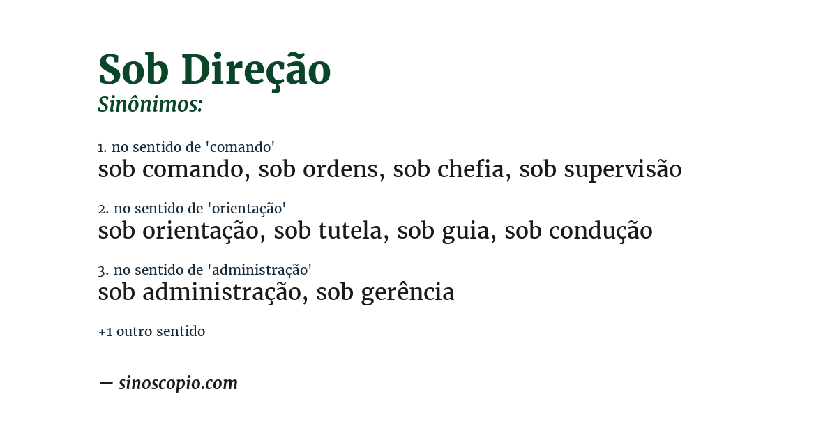 Sinônimo de sob direção