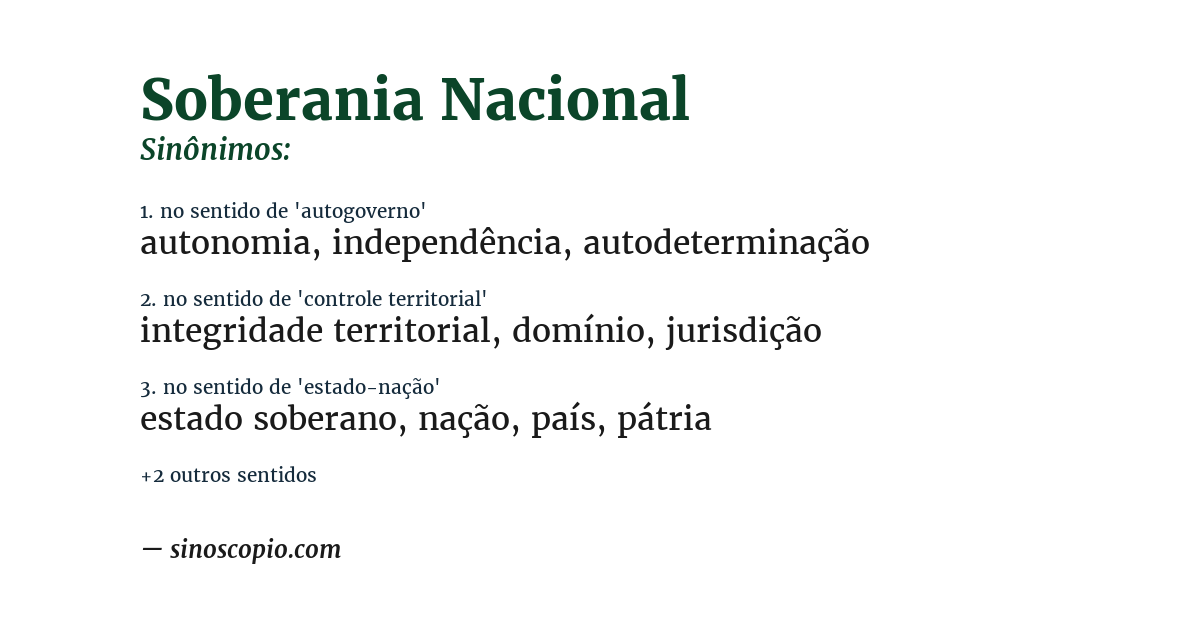Sinônimo de soberania nacional
